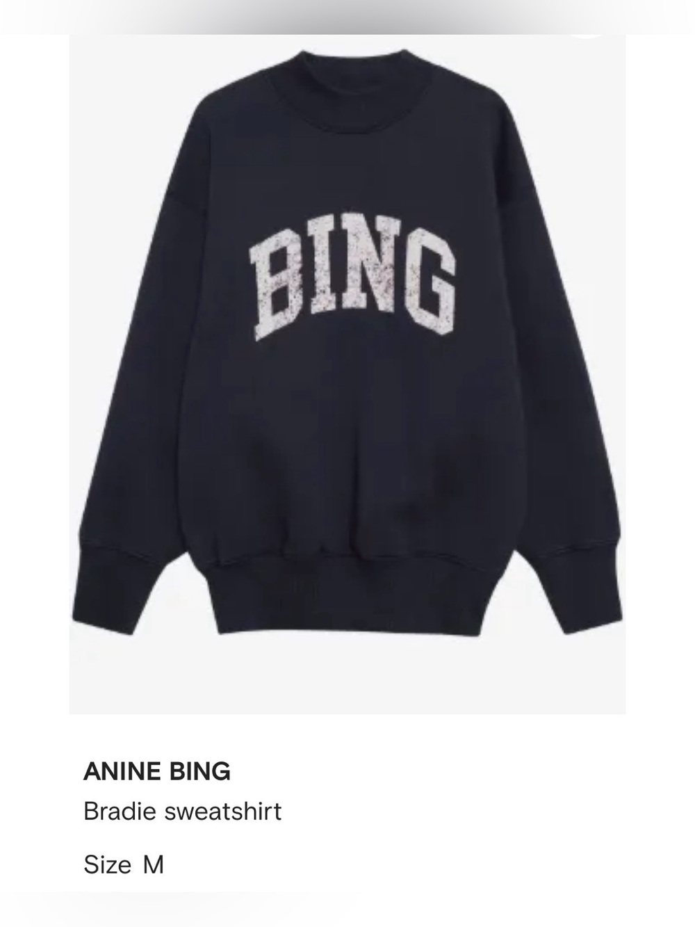 ANINE BING Bradie BING Graphic Sweatshirt Black Size M NWOT